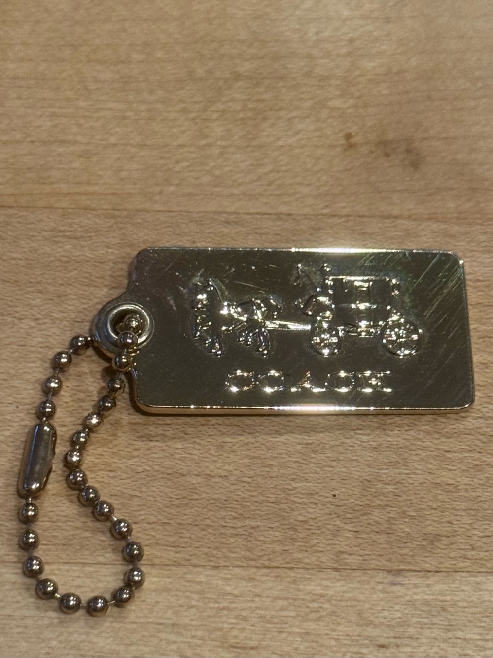 Coach Gold-Tone Dog Tag Keychain